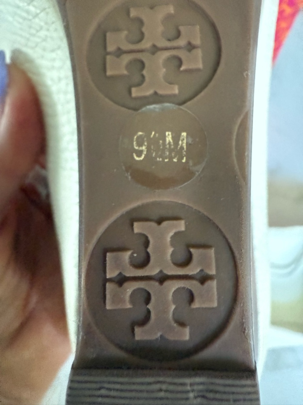 Tory Burch Ivory Textured Leather Wedge Pumps with Logo Medallion - Picture 6 of 6